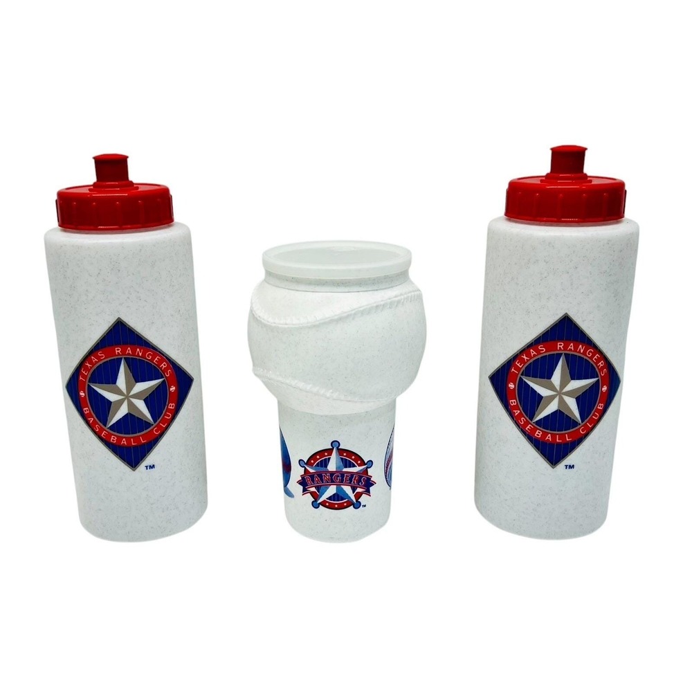 Texas Rangers Baseball 1990's Miller Lite Water Bottles Cups 3 Vintage - NEW
